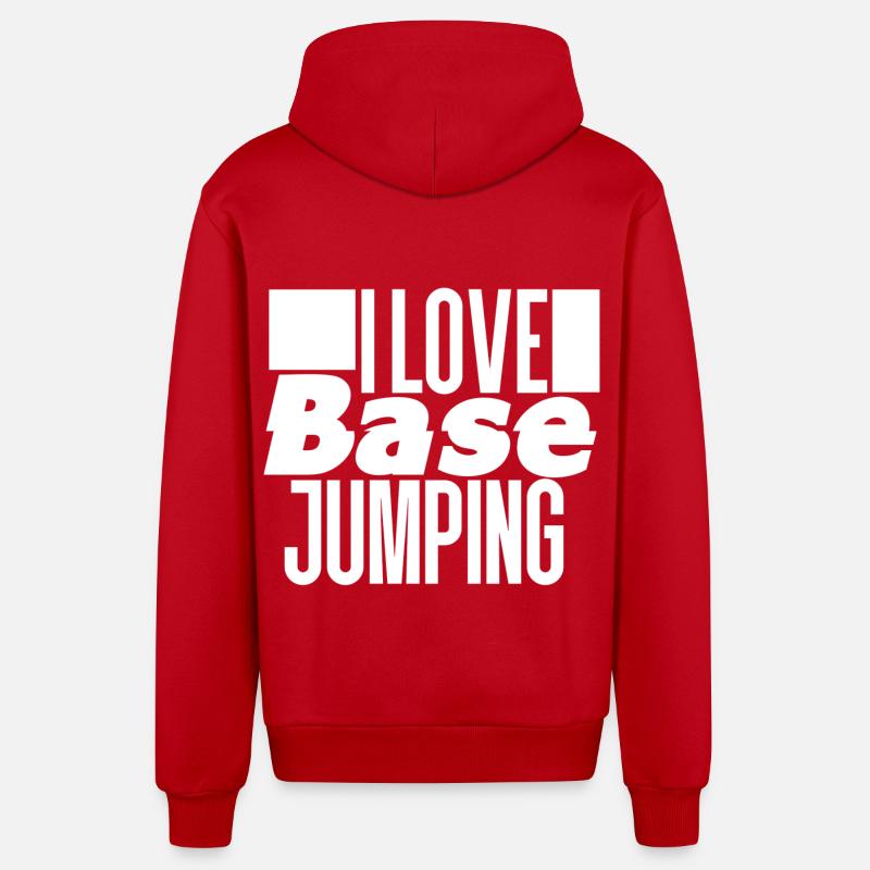 Base Jumping - Organic Relaxed Kapuzenjacke Made in EU - Rot