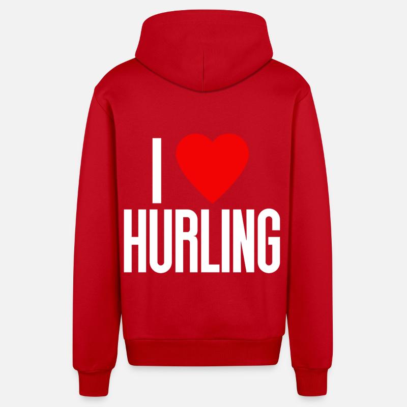 Hurling - Veste à capuche bio décontractée fabriquée en UE - rouge