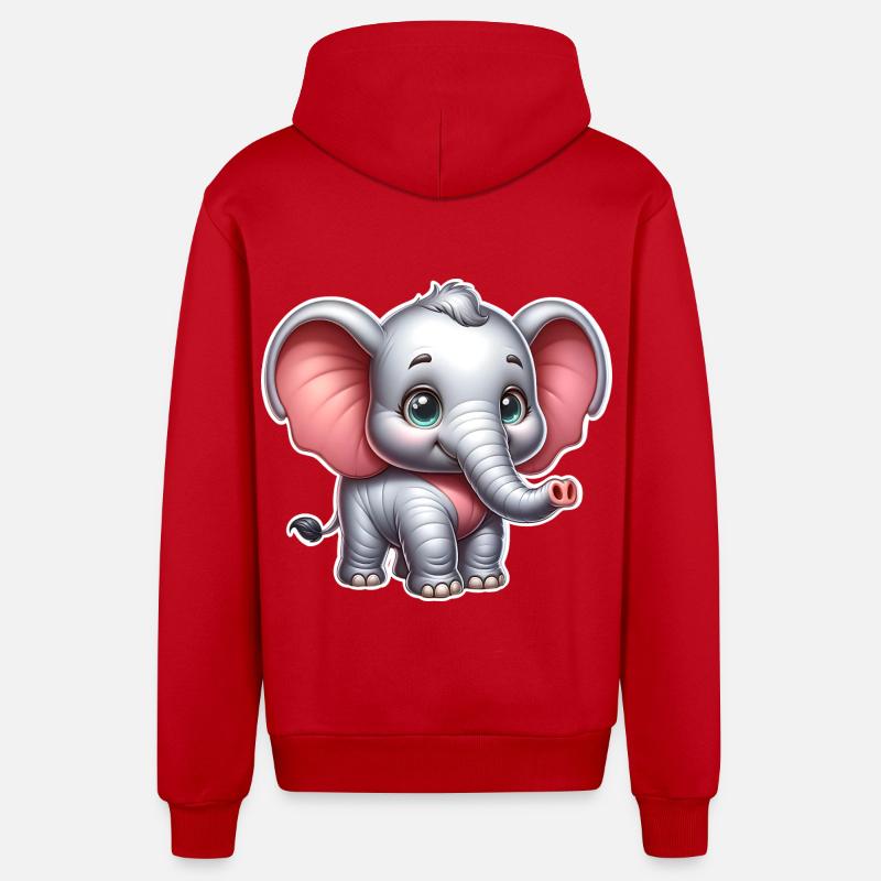 Elephant - Organic Relaxed Hooded Jacket Made in EU - red