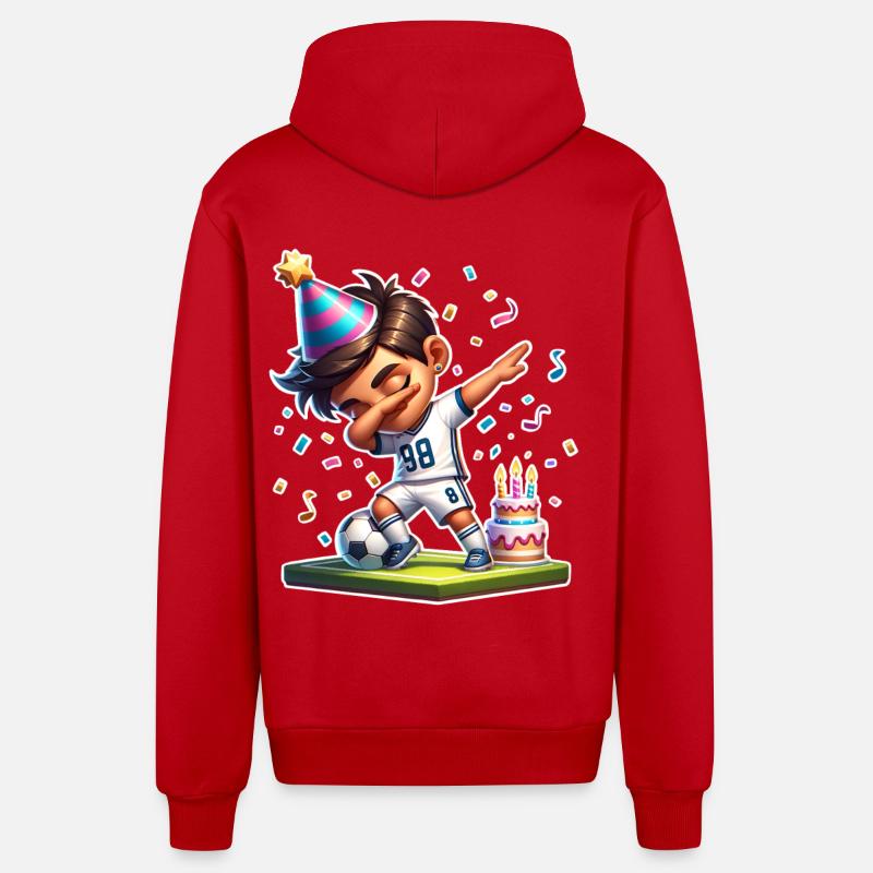 Soccer Anniversaire Enfants - Veste à capuche bio décontractée fabriquée en UE - rouge