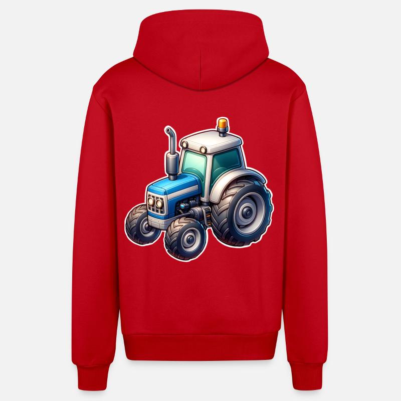 Tracteur - Veste à capuche bio décontractée fabriquée en UE - rouge