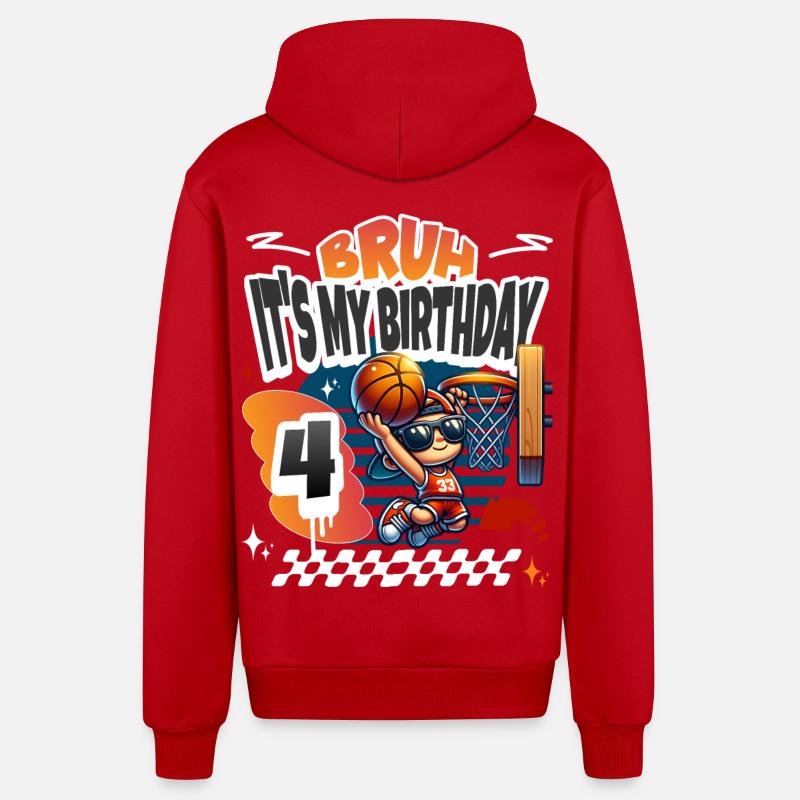Basketball 4e anniversaire - Veste à capuche bio décontractée fabriquée en UE - rouge