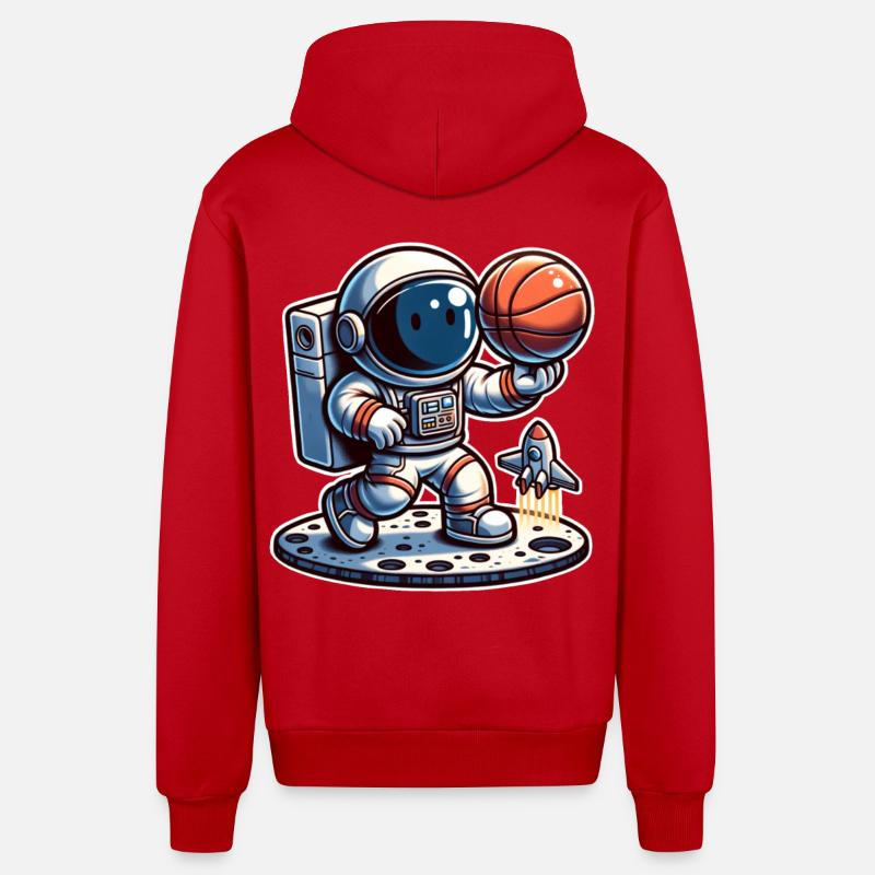 Astronaute de basket-ball - Veste à capuche bio décontractée fabriquée en UE - rouge