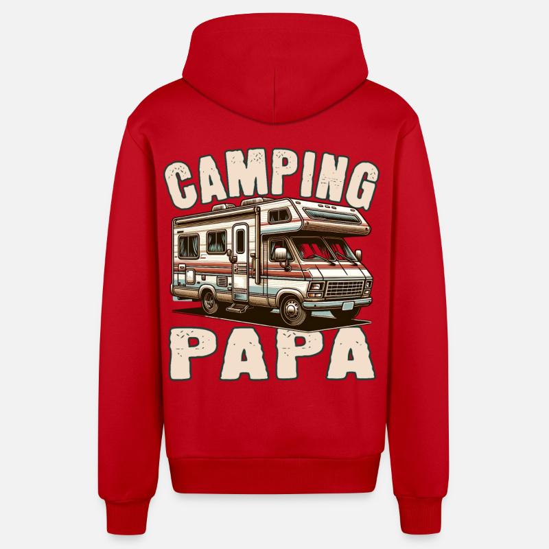 Camping Papa - Organic Relaxed Kapuzenjacke Made in EU - Rot