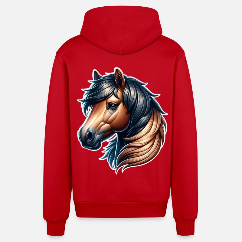 Cheval - Veste à capuche bio décontractée fabriquée en UE - rouge