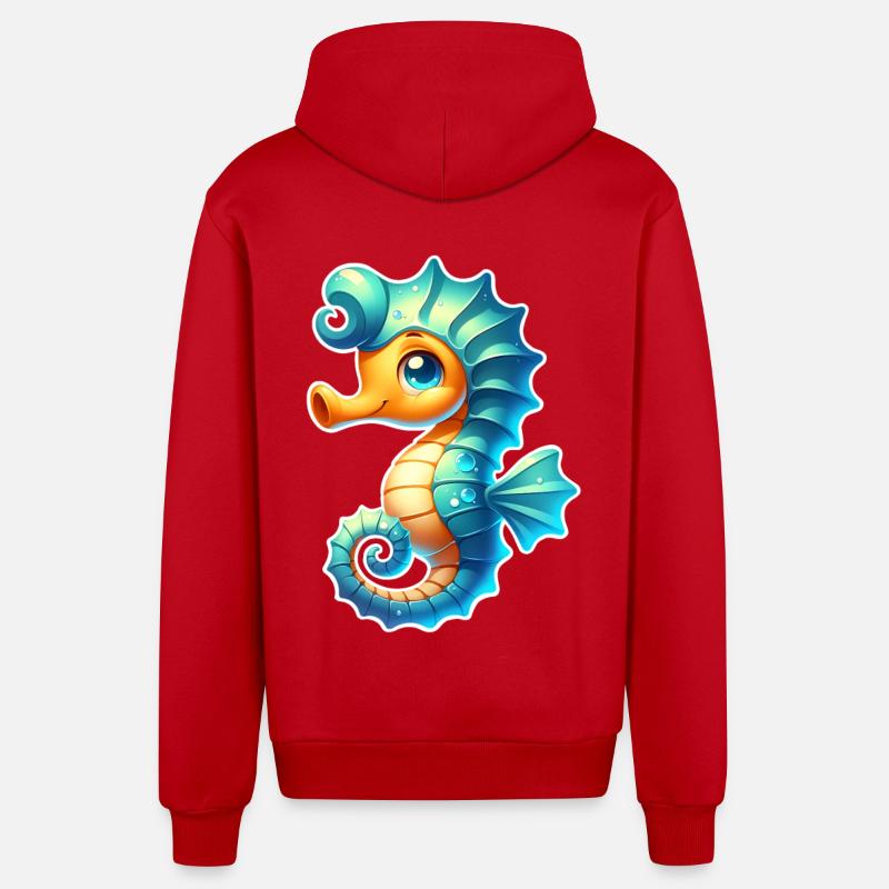 Hippocampe Hippocampe - Veste à capuche bio décontractée fabriquée en UE - rouge