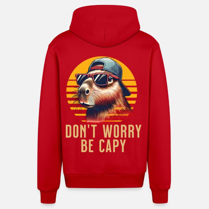 Capybara - Veste à capuche bio décontractée fabriquée en UE - rouge