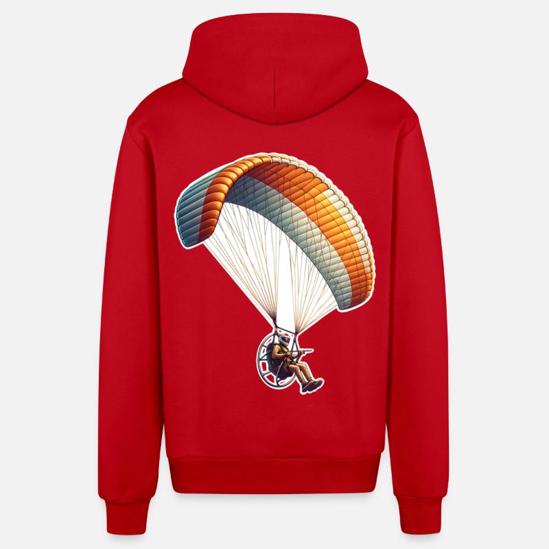 Motorschirm Paramotor - Organic Relaxed Hooded Jacket Made in EU - red