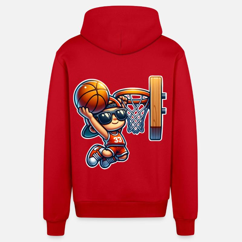 Basket-ball - Veste à capuche bio décontractée fabriquée en UE - rouge