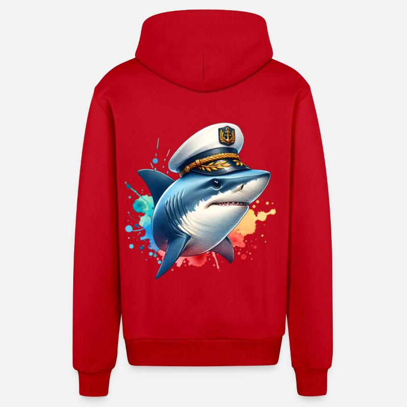 Capitaine requin - Veste à capuche bio décontractée fabriquée en UE - rouge