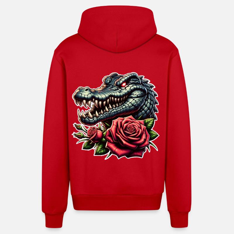 Crocodile - Veste à capuche bio décontractée fabriquée en UE - rouge