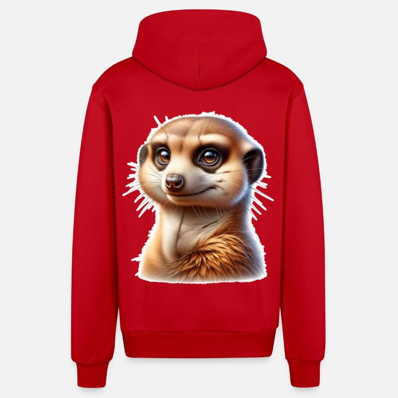 Suricate - Veste à capuche bio décontractée fabriquée en UE - rouge