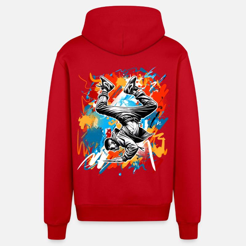 Breakdance - Veste à capuche bio décontractée fabriquée en UE - rouge