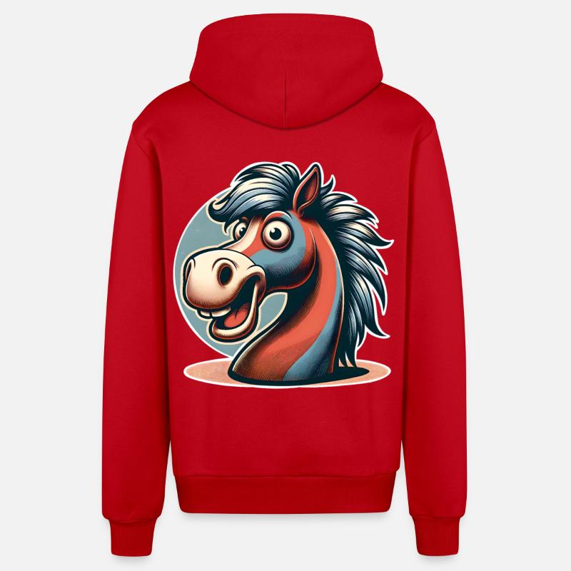 Cheval - Veste à capuche bio décontractée fabriquée en UE - rouge