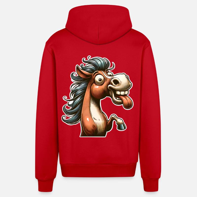 Cheval - Veste à capuche bio décontractée fabriquée en UE - rouge