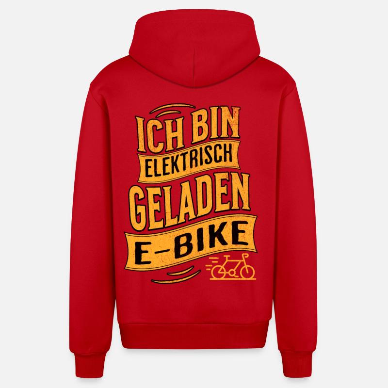 E-Bike E-Biker - Organic Relaxed Kapuzenjacke Made in EU - Rot