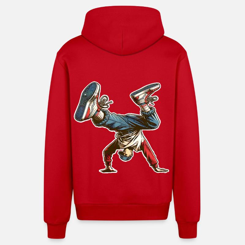 Breakdance - Veste à capuche bio décontractée fabriquée en UE - rouge