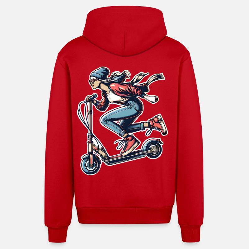 E-Scooter E-Scooter Femme Scooter - Veste à capuche bio décontractée fabriquée en UE - rouge