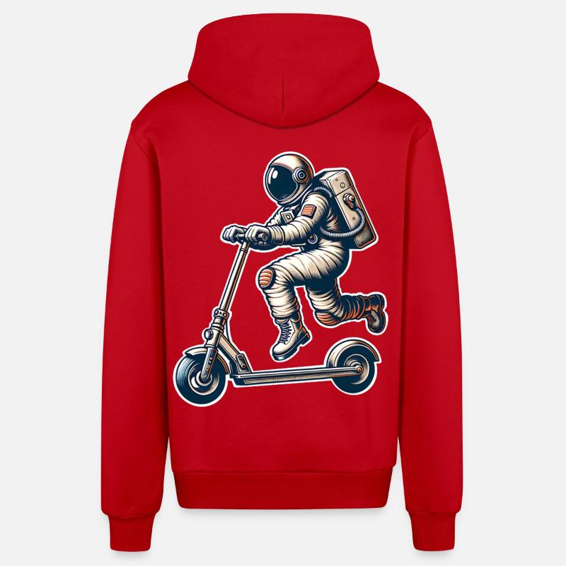 E-Scooter E-Scooter Trottinette Astronaute - Veste à capuche bio décontractée fabriquée en UE - rouge