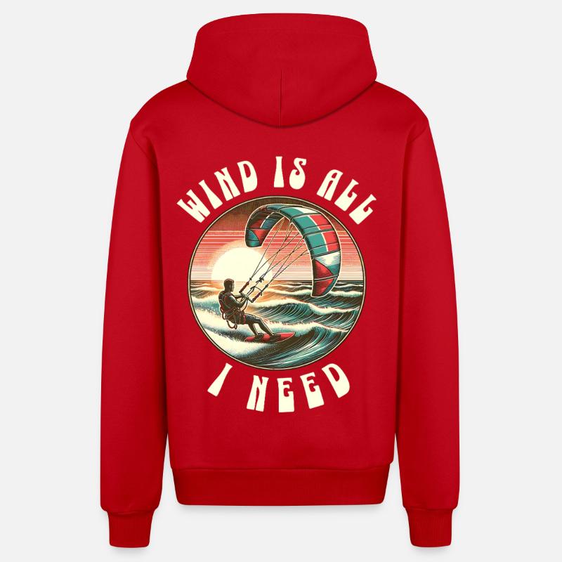 Kitesurf Kitesurfer Kiteboard - Veste à capuche bio décontractée fabriquée en UE - rouge