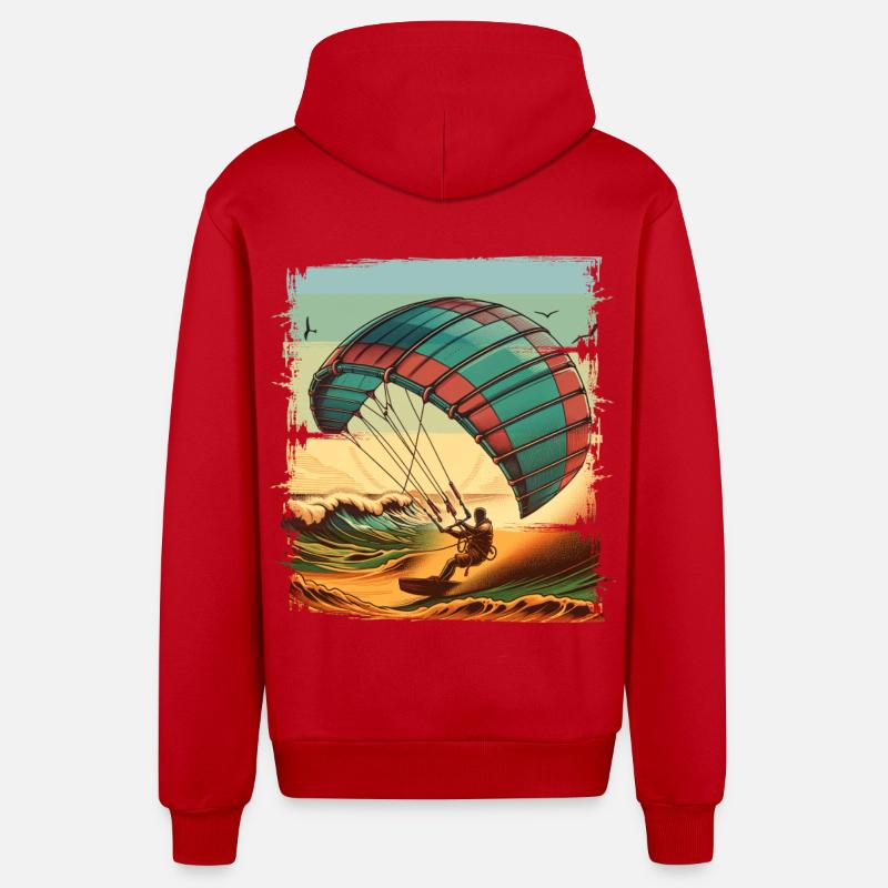 Kitesurf Kitesurfer Kiteboard - Veste à capuche bio décontractée fabriquée en UE - rouge