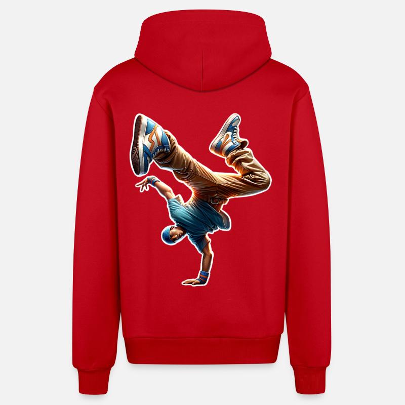 Breakdance - Veste à capuche bio décontractée fabriquée en UE - rouge