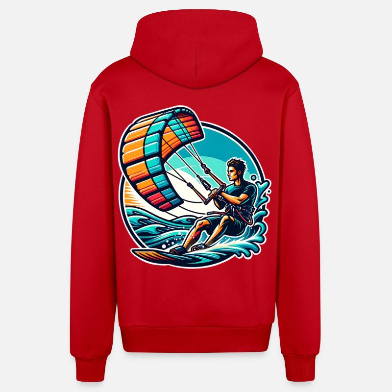 Kitesurfeur Kiteboard Kitesurf Kitesurf - Veste à capuche bio décontractée fabriquée en UE - rouge