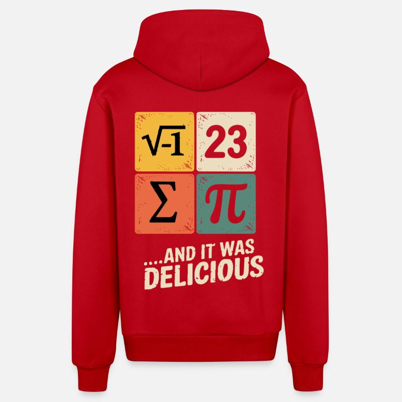 Pi Math - Veste à capuche bio décontractée fabriquée en UE - rouge