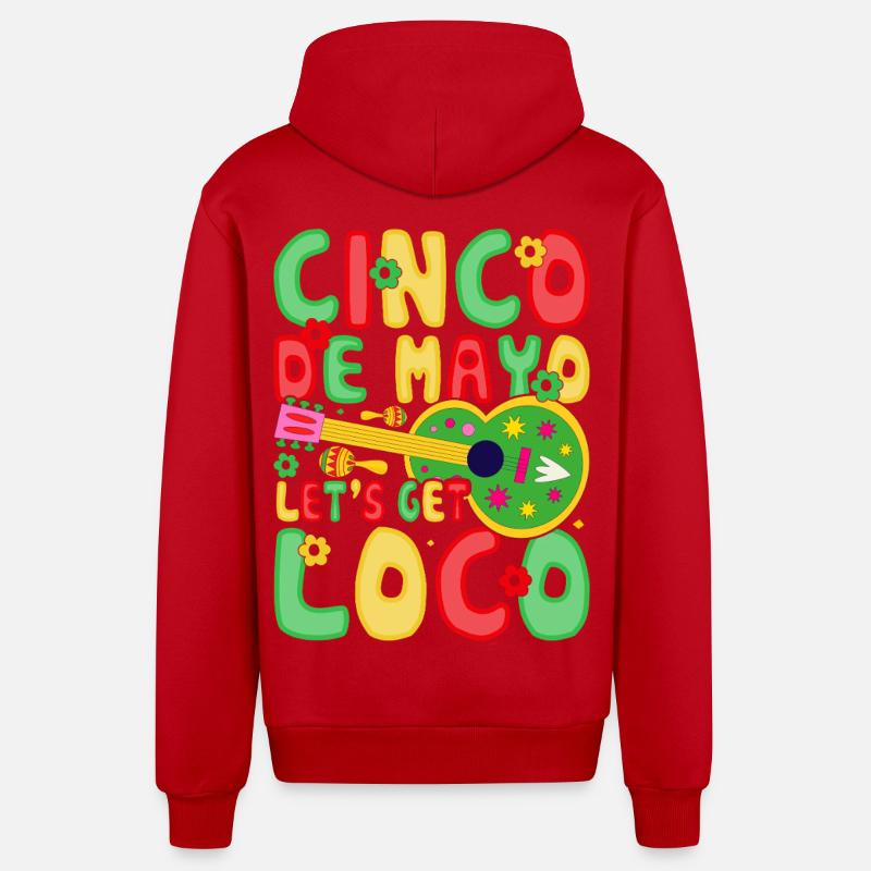 Cinco De Mayo - Veste à capuche bio décontractée fabriquée en UE - rouge