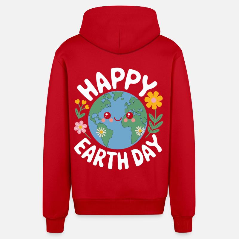 Jour de la Terre - Veste à capuche bio décontractée fabriquée en UE - rouge