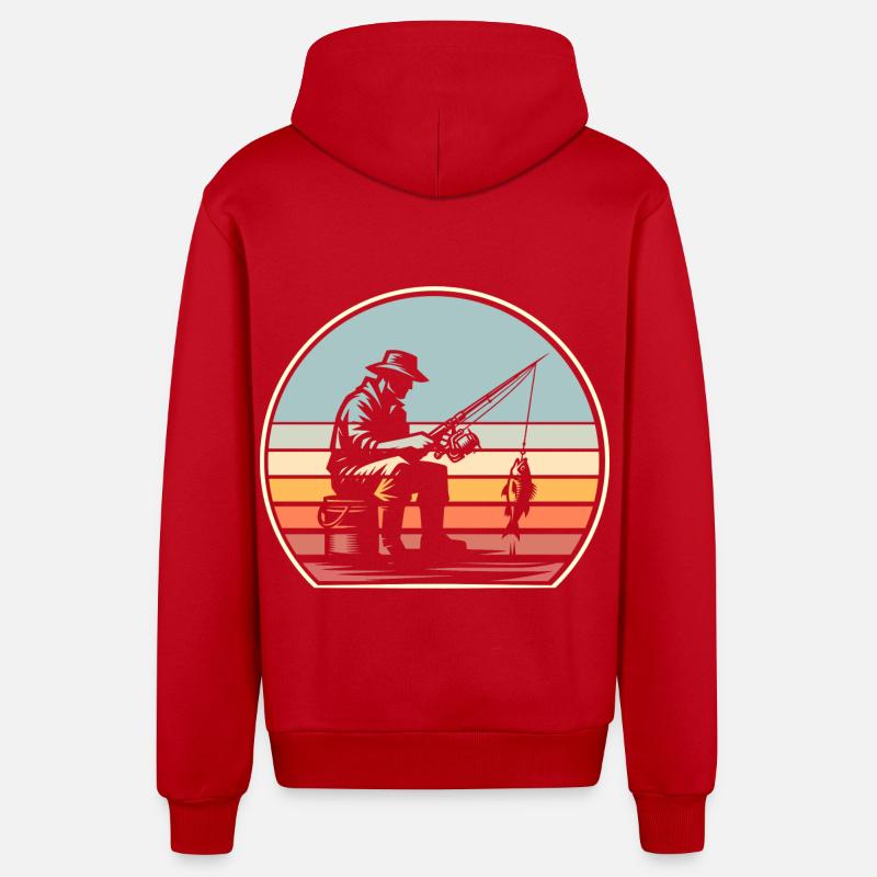 Pêche Pêcheurs Pêche - Veste à capuche bio décontractée fabriquée en UE - rouge