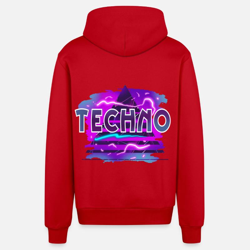 Techno - Veste à capuche bio décontractée fabriquée en UE - rouge