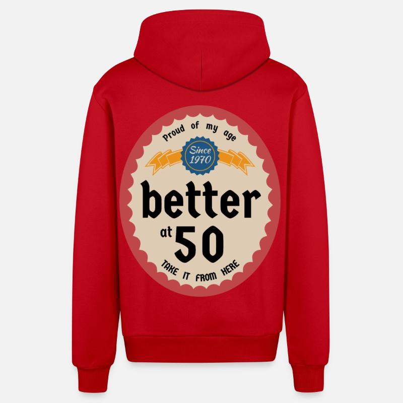 Mieux à 50 ans - Veste à capuche bio décontractée fabriquée en UE - rouge