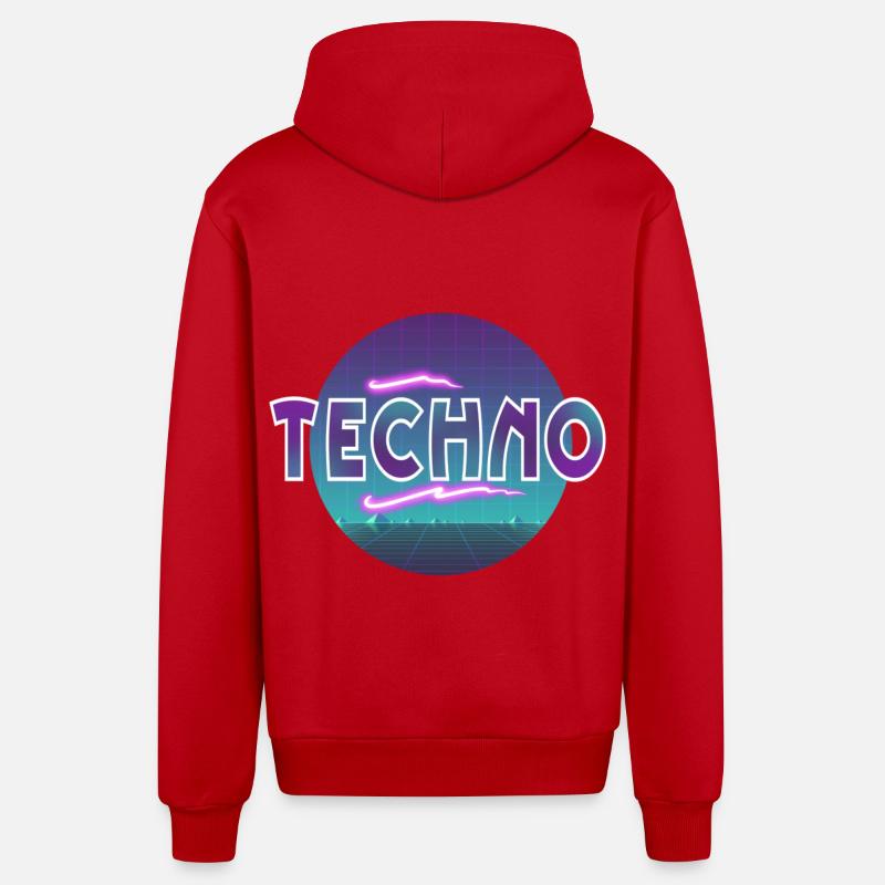 Techno - Veste à capuche bio décontractée fabriquée en UE - rouge