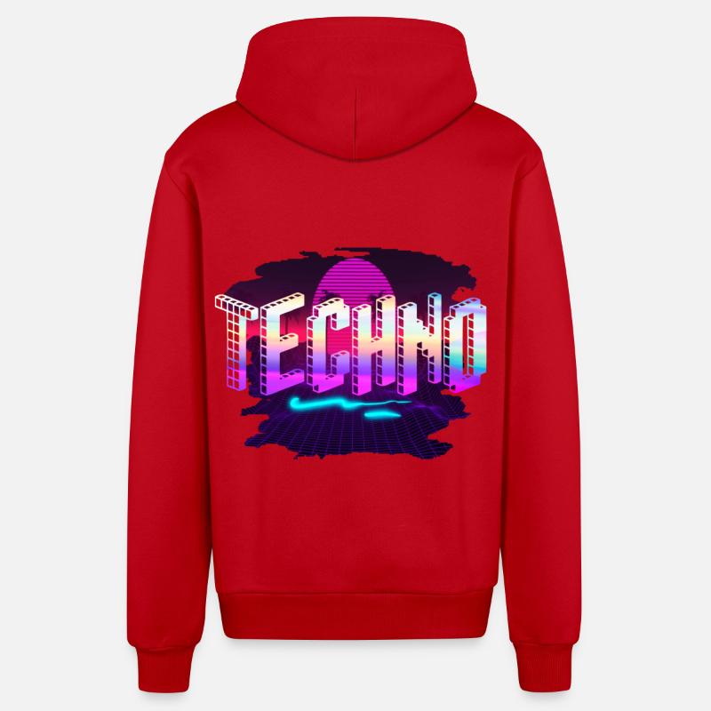 Techno - Veste à capuche bio décontractée fabriquée en UE - rouge