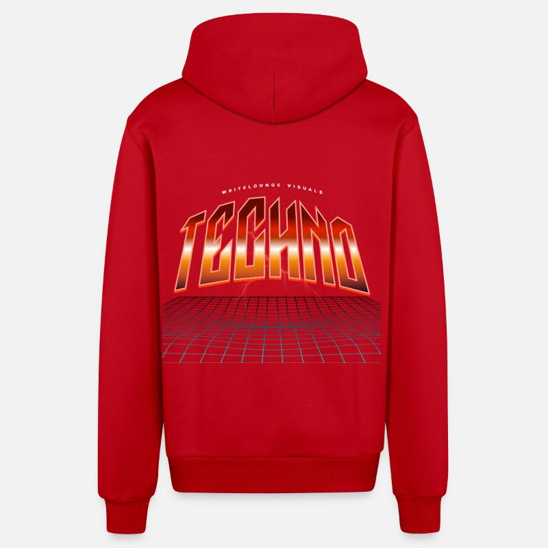 Techno - Veste à capuche bio décontractée fabriquée en UE - rouge