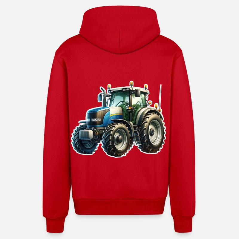 Tracteur - Veste à capuche bio décontractée fabriquée en UE - rouge