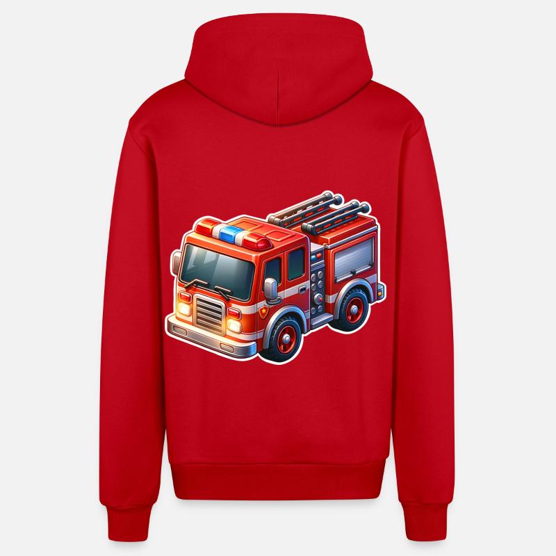 Pompiers - Veste à capuche bio décontractée fabriquée en UE - rouge