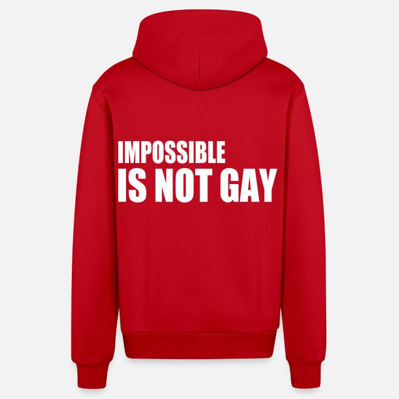 impossible is not gay - Veste à capuche bio décontractée fabriquée en UE - rouge