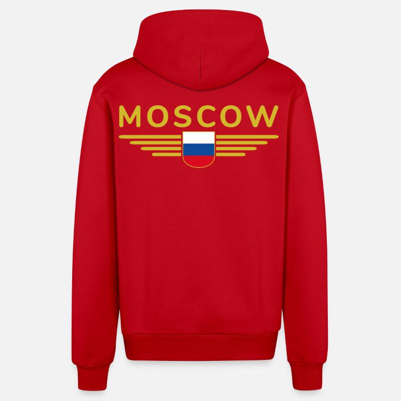 T-Shirt Moscou – Métropole de l’Elégance - Veste à capuche bio décontractée fabriquée en UE - rouge