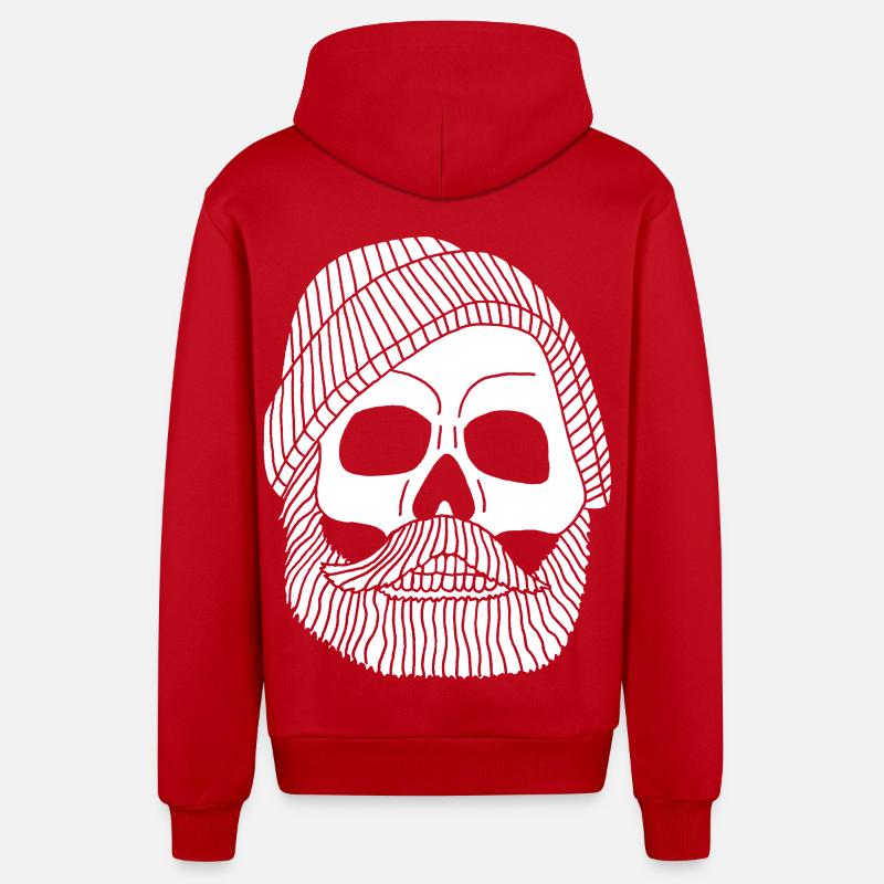 Crâne de marin pêcheur blanc - Veste à capuche bio décontractée fabriquée en UE - rouge
