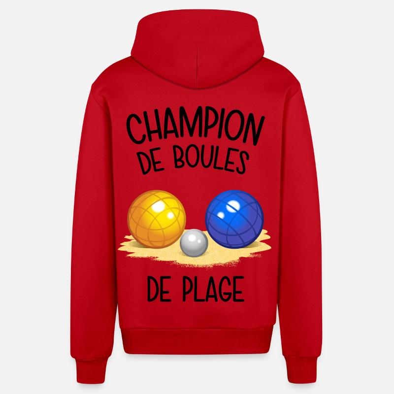 Champion de boules de plage - Veste à capuche bio décontractée fabriquée en UE - rouge
