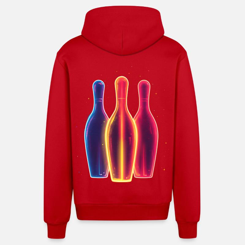 Bowling des années 90 - Veste à capuche bio décontractée fabriquée en UE - rouge