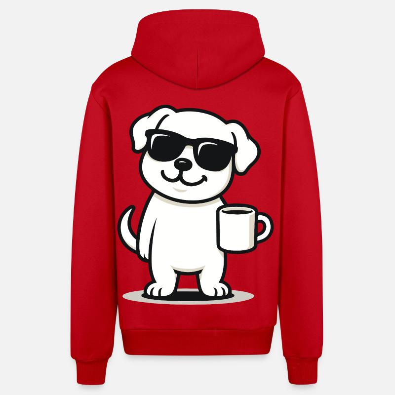 Chiot de café - Veste à capuche bio décontractée fabriquée en UE - rouge