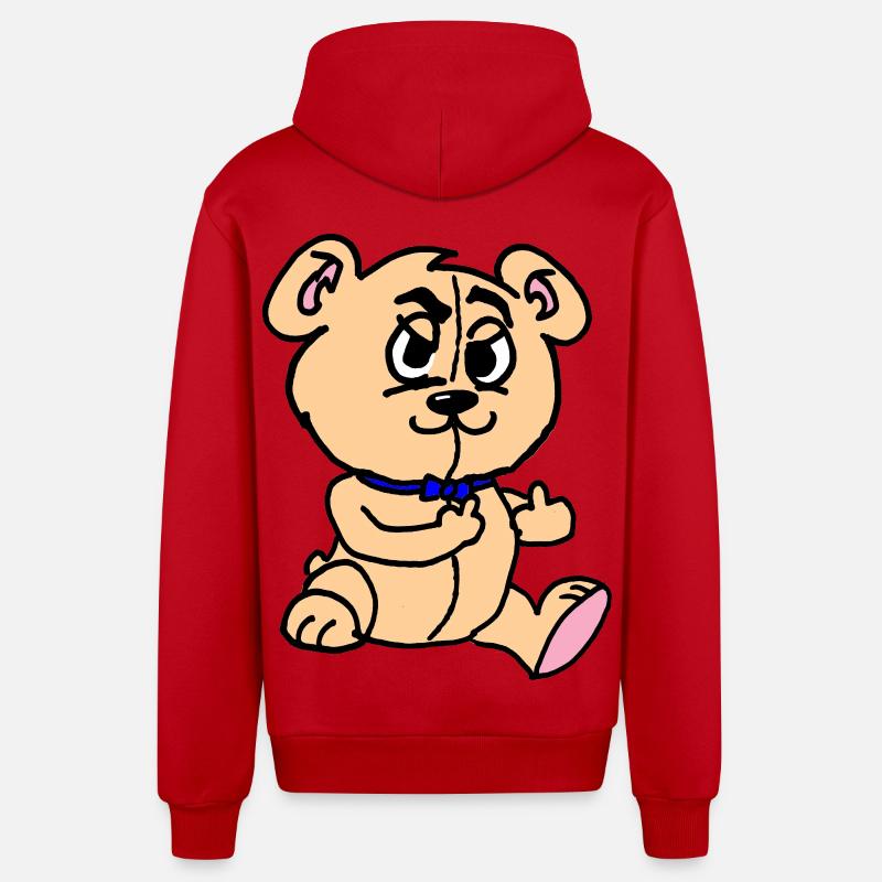 Chiot mignon avec collier bleu - Veste à capuche bio décontractée fabriquée en UE - rouge