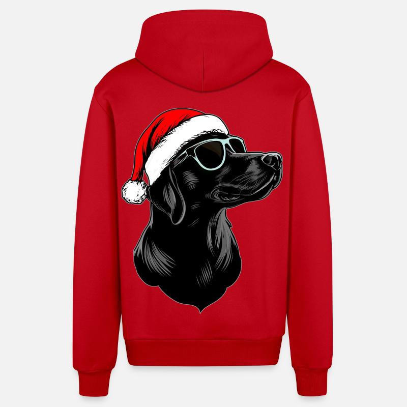 Chiens Noël / Père Noël Chien - Veste à capuche bio décontractée fabriquée en UE - rouge