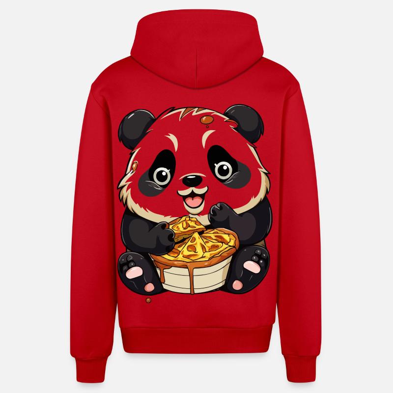 Panda câlin avec gaufre - Veste à capuche bio décontractée fabriquée en UE - rouge