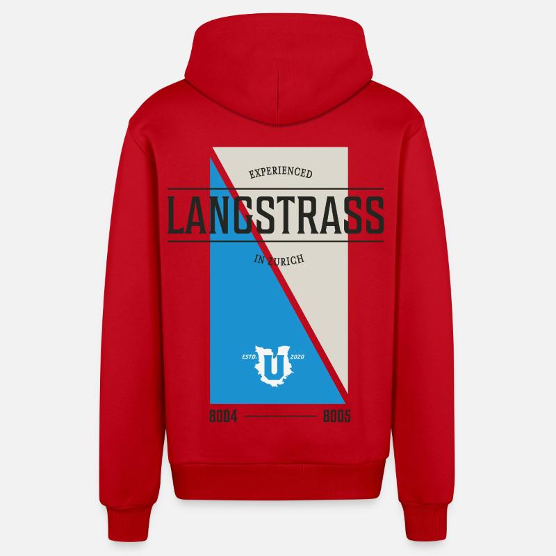 Zurich Langstrass Edition - Veste à capuche bio décontractée fabriquée en UE - rouge
