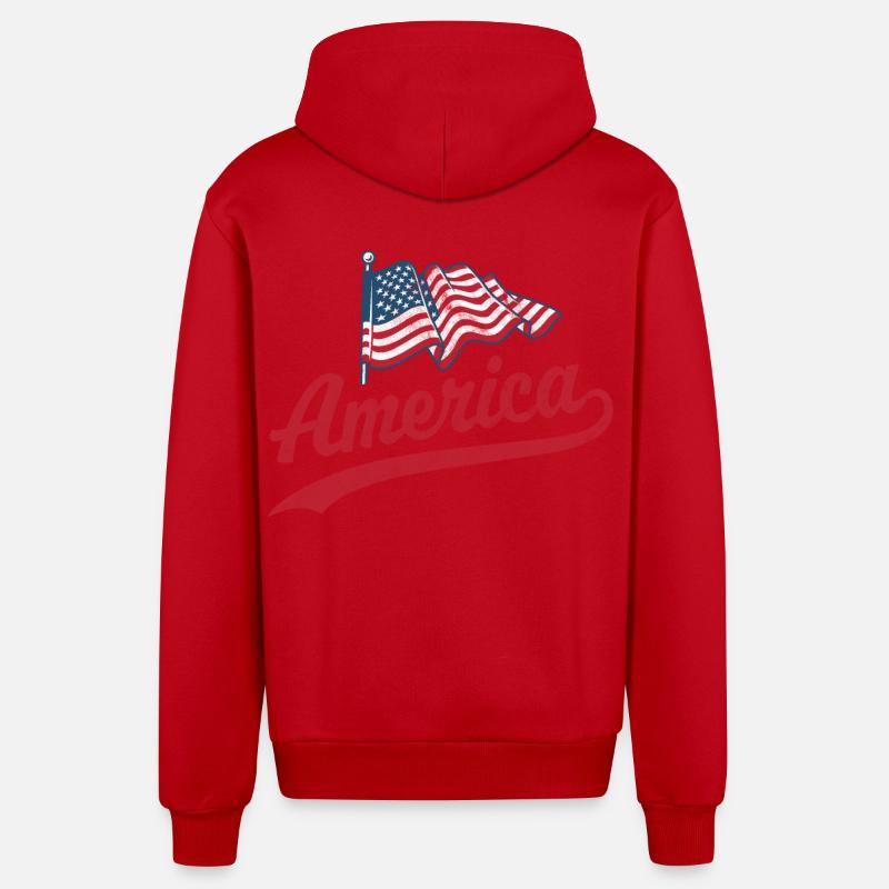 Drapeau de l’Amérique - Veste à capuche bio décontractée fabriquée en UE - rouge