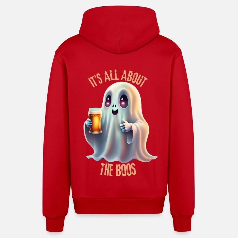 Fantôme d’Halloween. - Veste à capuche bio décontractée fabriquée en UE - rouge